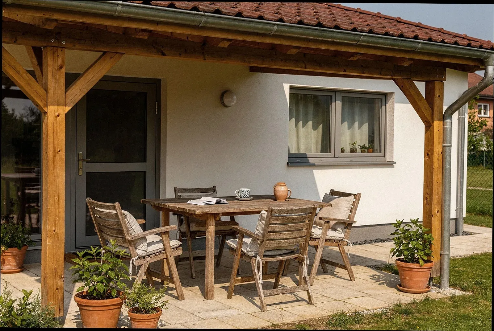 Terrassenüberdachung aus Holz in Hamburg